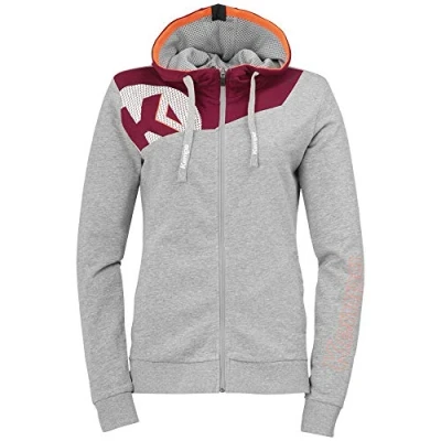 Afbeelding van Kempa Core 2.0 Hood Jacket Dames Donker Grijs Melange Diep Rood Maat 2XL