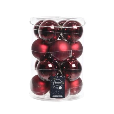 Afbeelding van Decoris Kerstbal set van 16 Donkerrood