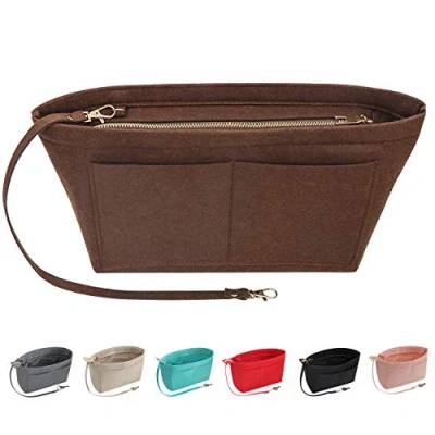 Afbeelding van Soyizom Vilten Handtas Organizer Portemonnee Vilt Insert Tas Organisatoren Multi Zakken Tote in voor Vrouwen, Koffie XL