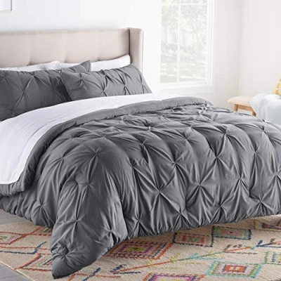 Afbeelding van Linenspa Knijp Plooi Down Alternatieve Comforter, Microfiber, Grijs, Twin
