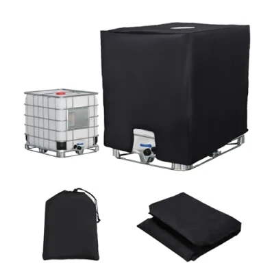 Afbeelding van IBC tankhoes, anti uv beschermhoes voor watertank 1000 liter, beschermende afdekking, geschikt tankaccessoires, beschermzeil, regenwatertank container cover, 120 x 100 116 cm, zwart