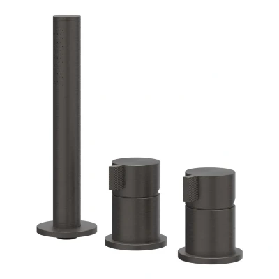 Afbeelding van IVY Tribe badrandcombinatie 3 gats Geborsteld carbon Black PVD