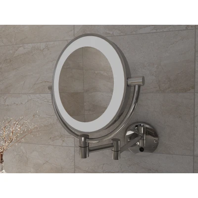 Afbeelding van Wiesbaden wand scheerspiegel met led verlichting chroom