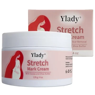 Afbeelding van Crème voor het verwijderen van striae, massagelotion zwangerschap en littekenverwijdering, moederbuikrimpelcrème met cacao sheaboter, Lichaamsverzorging Frost, 120 g / 4 oz