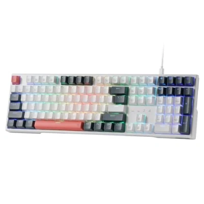 Afbeelding van Redragon K668 RGB gaming toetsenbord, 104 toetsen + extra 4 sneltoetsen bedraad mechanisch toetsenbord met geluidsabsorberend schuim, verbeterde hot swappable socket, gemengde kleuren toetsdoppen,