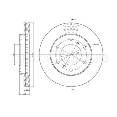 Afbeelding van METELLI Remschijf MITSUBISHI: PAJERO 4, 3 290,0mm 26,0mm 6 94,0mm Geventileerd Gelakt 23 0777C 4615A061,MR407116,MR407289 Remschijven