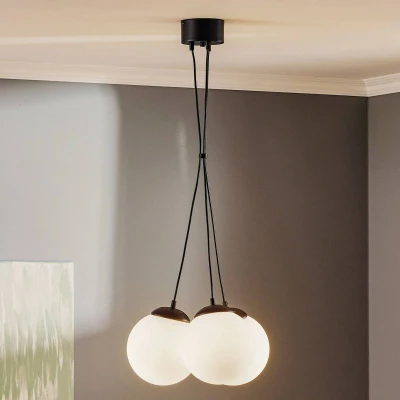 Afbeelding van Eko Light Hanglamp Lima opaalglas zwart 3 lamps Bündel