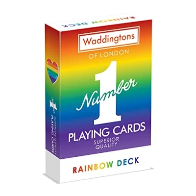 Afbeelding van Waddingtons Number 1 Rainbow Playing Card Game, fleur je favoriete games, waaronder Snap en Poker op met dit kaartspel, perfecte reisgenoot, cadeau speelgoed voor jongens, meisjes volwassenen
