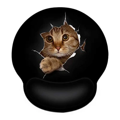 Afbeelding van CHUQING Muismat met gelkussen, muismat, ergonomisch handsteun, gel, polssteun, kat motief