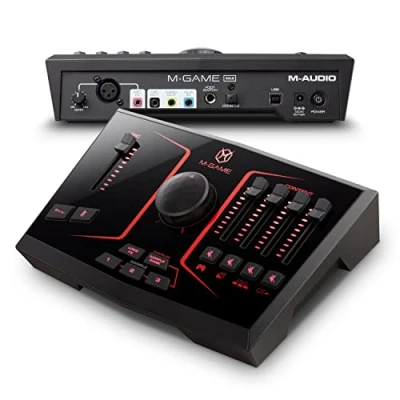 Afbeelding van M GAME Solo USB Audio Interface Mixer voor Streaming en Gaming met XLR Microfoon Ingang, Optische In, Voice FX, Sampler, RGB Verlichting Software