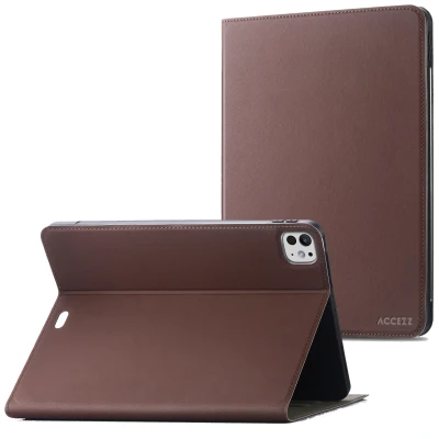 Afbeelding van Apple iPad Pro 13 (2024) M4 Hoes: Accezz Classic Tablet Case Bookcase Bruin Siliconen En TPU (zacht) Hoezen