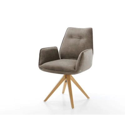 Afbeelding van Draaistoel Zoa Flex houten frame hoekig taupe vintage 180 draaibaar