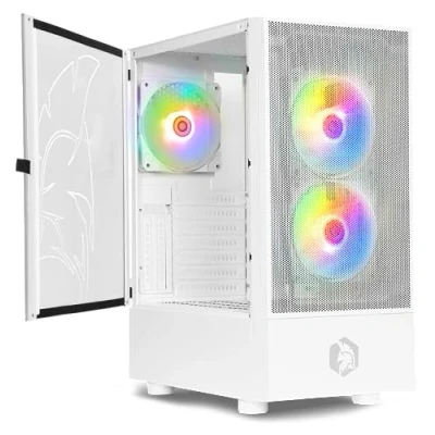 Afbeelding van EMPIRE Gaming Sapphire PC behuizing ARGB Medium Tower ATX/Micro ATX/ITX Zijdeur van gehard glas 3 ventilatoren pinnen 5 Volt LED RGB adresseerbaar 120MM MB Sync Wit