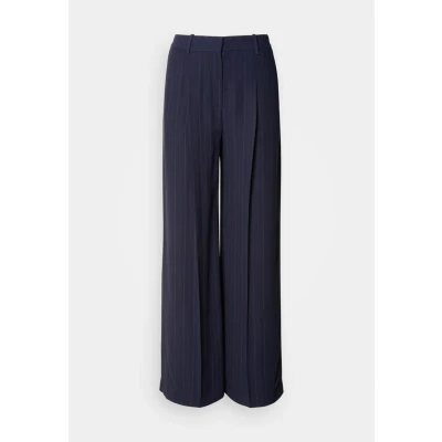 Afbeelding van BOSS dames Tiana high waist straight fit pantalon met krijtstreep in de kleur Donkerblauw, maat: 44