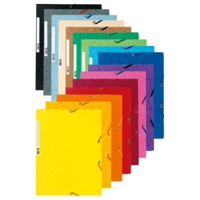 Afbeelding van Exacompta Ref 55500E Europa Elastische 3 Flap Folders (Pack van 50) 24 x 32cm, Geschikt voor A4 documenten, 400gsm Echt Premium Pressboard Verschillende kleuren