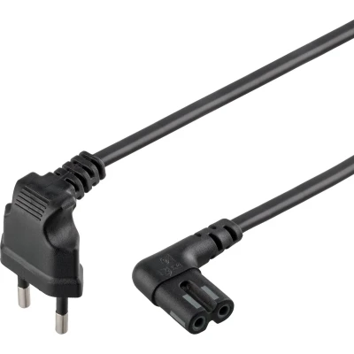 Afbeelding van Netsnoer (C7) zwart met haakse stekkers , 1 meter