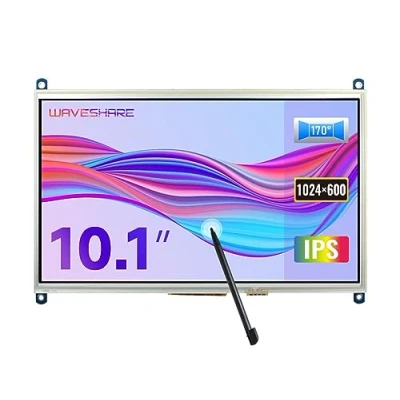 Afbeelding van Waveshare Raspberry Pi 10,1 inch HDMI LCD 1024 x 600 IPS resistief touchscreen met hoge resolutie, direct aansluitbaar voor 4B/3B+/ 3A+/ 3B/2B/1B+/ 1A+, ondersteuning Windows (alleen beeldscherm)