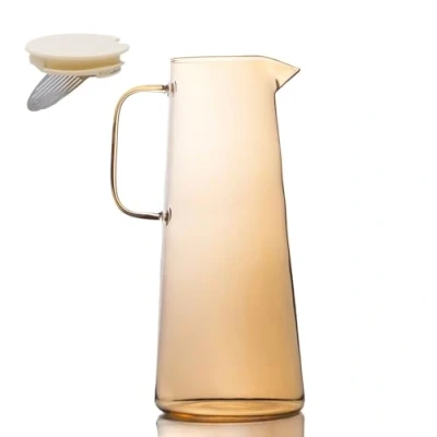 Afbeelding van Intirilife karaf, glazen kan, in amber 1.7 liter capaciteit glas, waterkan met deksel en zeef