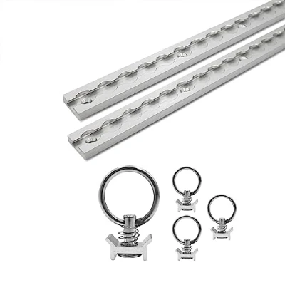 Afbeelding van LABT Aluminium airlinerails set met fittingen. 2 x 0,5 m rails, 4 sjorringen, vierkante airlinrail voor het vastzetten van de lading aanhangers, vrachtwagens, campers geanodiseerde sjorrail (set 5)