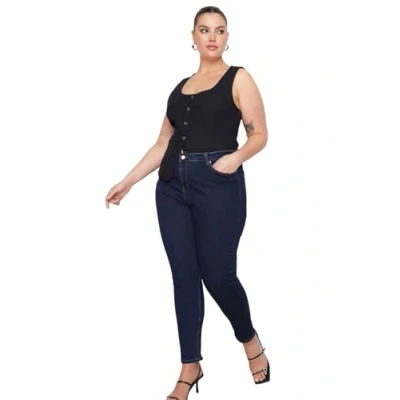 Afbeelding van Trendyol hoge taille Mager Donkerblauwe flexibele skinny jeans met TBBSS22JE0075