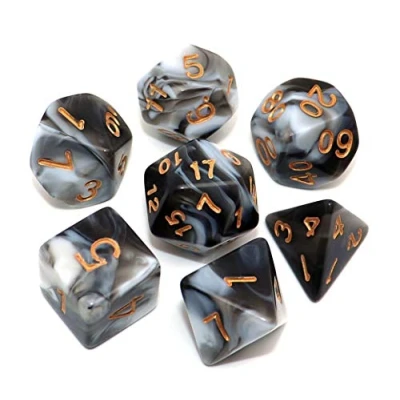 Afbeelding van DND dobbelstenen zwart wit polyhedraal set voor kerkers en draken MTG RPG D&amp;D D20 D12 D10 D8 D6 D4