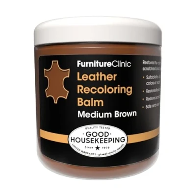 Afbeelding van Leer Balsem Kleur : Midden Bruin / Medium Brown Herstel en Beschermen van Versleten Lederwaar Leather Re Colouring Balm for Sofas, Colour Repair Faded &amp; Scratched Upholstery, Car Seats, Shoes and Clothing