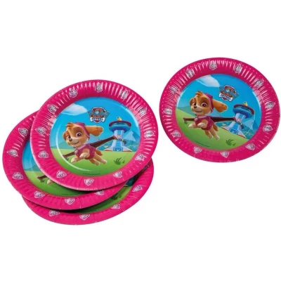 Afbeelding van Paw Patrol borden roze 23cm 6 stuks