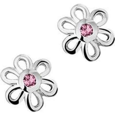 Afbeelding van Oorknoppen Bloem Zirkonia Zilver Gerhodineerd Glanzend 8.5 mm x 8