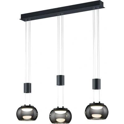 Afbeelding van Trio leuchten LED Hanglamp Hangverlichting 24W 3 lichts Warm Wit 3000K Dimbaar Rechthoek Zwart Aluminium