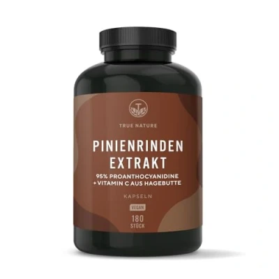 Afbeelding van Pijnboomschorsextract capsules hooggedoseerd 660 mg voor 180 dagen met OPC &amp; natuurlijk vitamine C Franse zeeden zonder toevoegingen TRUE NATURE®