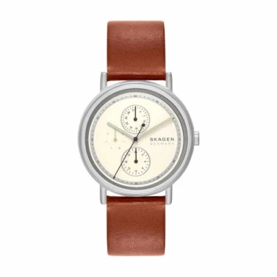 Afbeelding van Skagen Heren Analoge Quartz Horloge met Lederen Band SKW6942