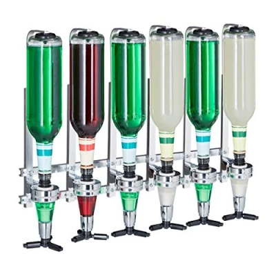 Afbeelding van Relaxdays bar butler muur, drankdispenser voor 6 flessen, professioneel, 3 cl, accessoire, HBD: 53x36x11 cm, zilver