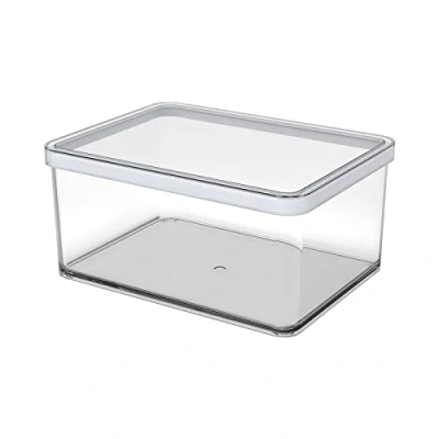 Afbeelding van Rotho Loft rechthoekige opbergdoos 2.25l met deksel en dichting, Kunststof (SAN) BPA vrij, transparant/wit, (20.0 x 15.0 9.6 cm)