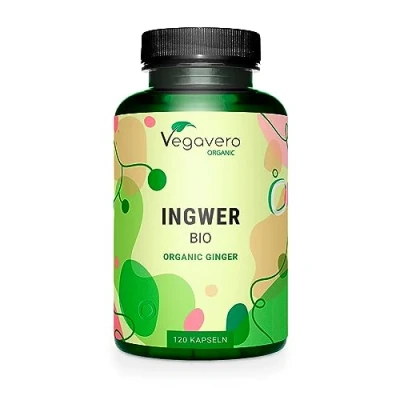 Afbeelding van Vegavero biologische GEMBER capsules 650 mg met gingerol 100% kwaliteit Veganistisch en zonder toevoegingen 120