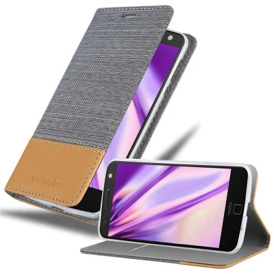 Afbeelding van Cadorabo Hoesje geschikt voor Motorola MOTO Z in LICHTGRIJS BRUIN Beschermhoes met magnetische sluiting, standfunctie en kaartvakje Book Case Cover Etui