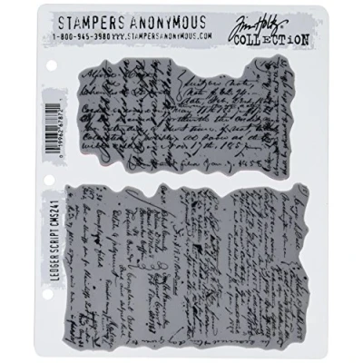 Afbeelding van Art Gone Wild Ledger Script Cling Stempel Set, Grijs