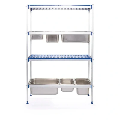 Afbeelding van Hendi Aluminium opbergrek GN 1/1, Aluminium;Polypropyleen, Zilver, 35,5(b)x112(d)x168,5(h)cm, 812266