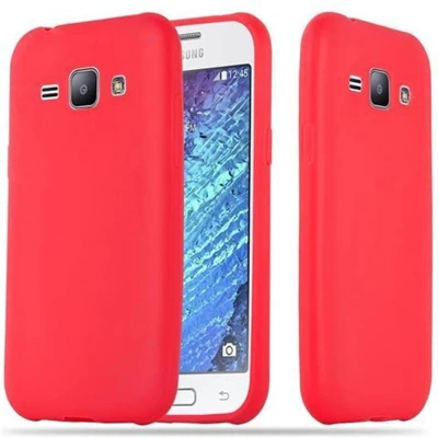 Afbeelding van Cadorabo Hoesje geschikt voor Samsung Galaxy J1 2015 in CANDY ROOD Beschermhoes TPU silicone Case Cover