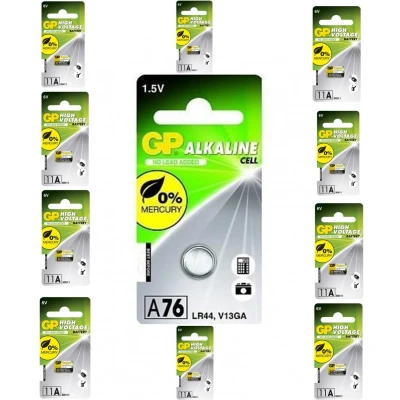 Afbeelding van 10 Stuks GP Alkaline Knoopcel 76A / V13GA Wegwerpbatterij LR44, LR1154 LR44 AG13 G13 A76 PX76A L1154 KA76 UL76A BLR44 G13A 1166A