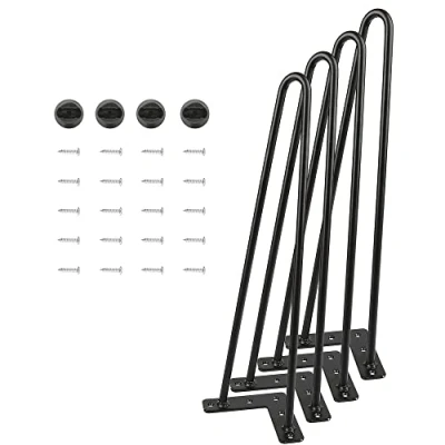 Afbeelding van THINFAR Haarspeld Tafelpoten, 4 Stuk Pin Stalen Poten, Doe het zelf Metalen Tafelpoten (2 Stokken, 50 cm, Zwart)
