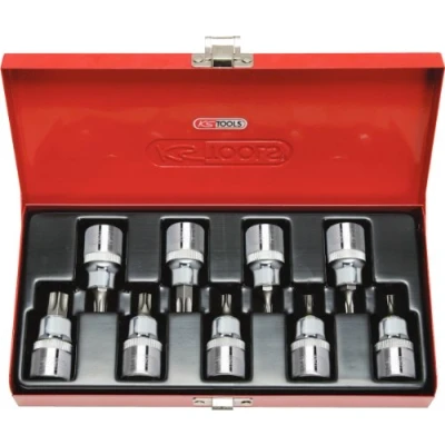 Afbeelding van KS Tools 918.1386 1/2&quot; CHROMEplus Bit dopsleutelset Torx, met boring, 9 dlg, TB20 TB60
