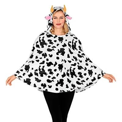 Afbeelding van Widmann Koe &amp; Stier Kostuum Berta De Beste Poncho Zwart / Wit One Size Carnavalskleding Verkleedkleding