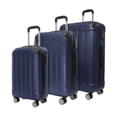 Afbeelding van TRVLMORE Kofferset 3 Delig 38L Handbagage + 110L Ruimbagage Lichtgewicht Trolley Reiskoffer Set Donkerblauw