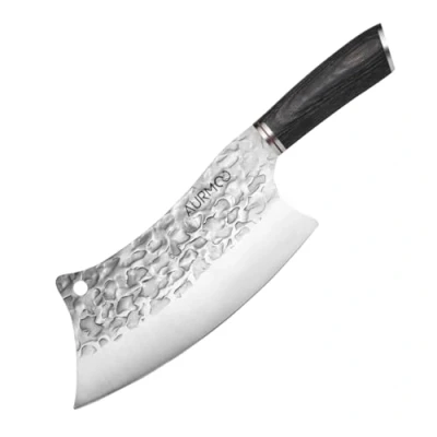 Afbeelding van AURMOO Keukenmes, 20cm Chef Mes, koksmes, Vleeshakmes, Keukenhakmes, Hakmes Butcher Groentesnijder