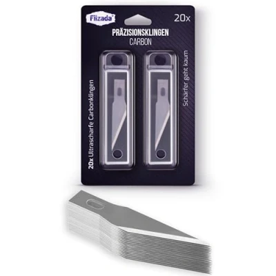 Afbeelding van Filzada® 20x ultrascherpe scalpelmesjes vervangende mesjes voor scalpels, hobbymessen, hobbymessen incl. opbergdoos
