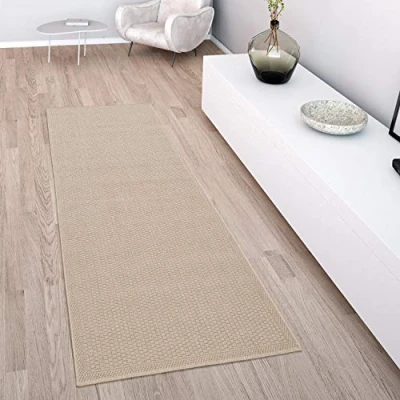 Afbeelding van Paco Home vloerkleed voor binnen en buiten, terras balkon, weerbestendig effen met structuur, Maat:60x100 cm, Kleur:Beige