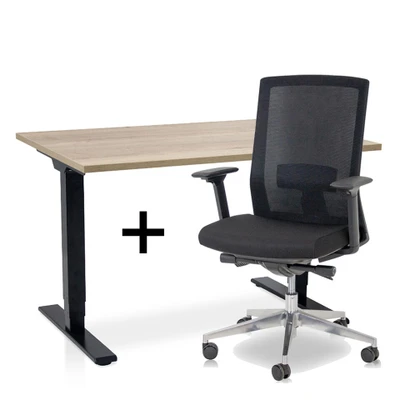 Afbeelding van MRC COMFORT Set Zit sta bureau + stoel 120x80 robuust eiken