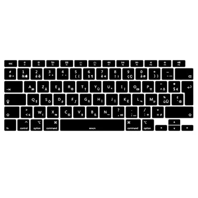 Afbeelding van MiNGFi Franse AZERTY Silikon toetsenbordbeschermer compatibel met MacBook Air 13&quot; Touch ID model M1 A2337 A2179 (2020+) EU/ISO toetsenbordindeling zwart