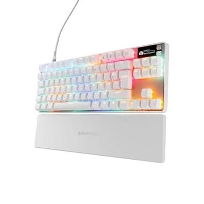 Afbeelding van SteelSeries Apex Pro TKL Gen 3 White OmniPoint 3.0 schakelaars Verstelbare activering Rapid Trigger Presets voor games Protection Mode Tap/SOCD OLED RGB PBT keycaps FR AZERTY
