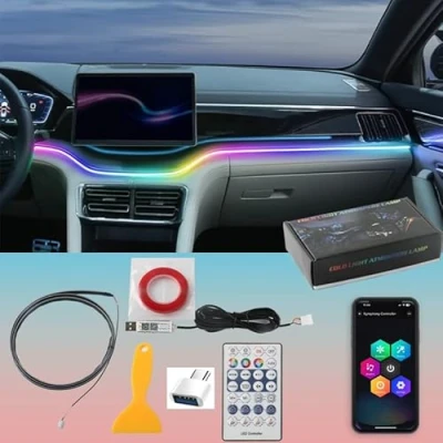 Afbeelding van Kwoxet led binnenverlichting voor de auto, 5 V USB aansluiting, app bediening, verlichting scèneopties en 20 miljoen kleuren, gadgets decoratie